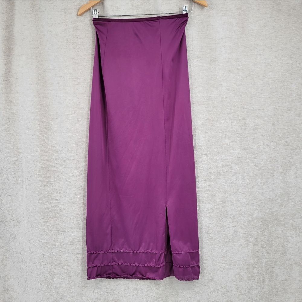 American Maid Vintage Maxi Length 1/2 Slip Skirt Upcycled Dyed Purple Eggplant